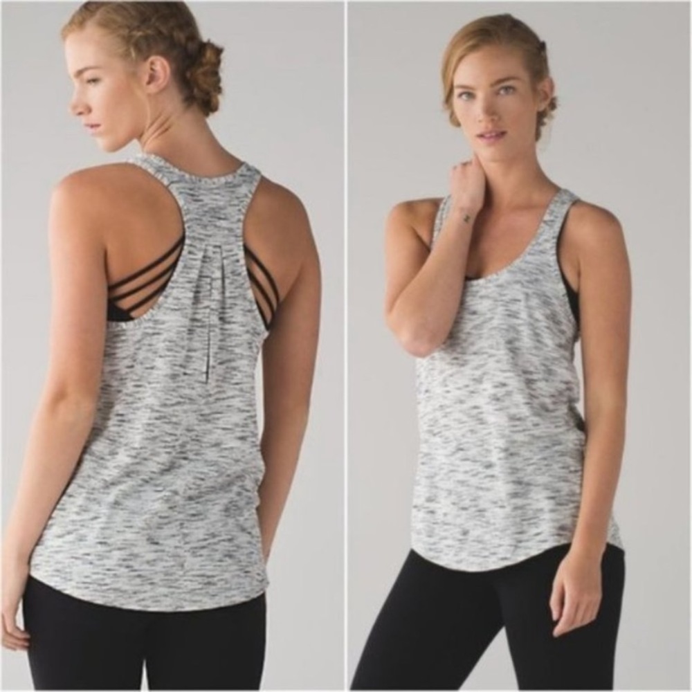Lululemon White & Black Racerback Tank Sleeveless Top